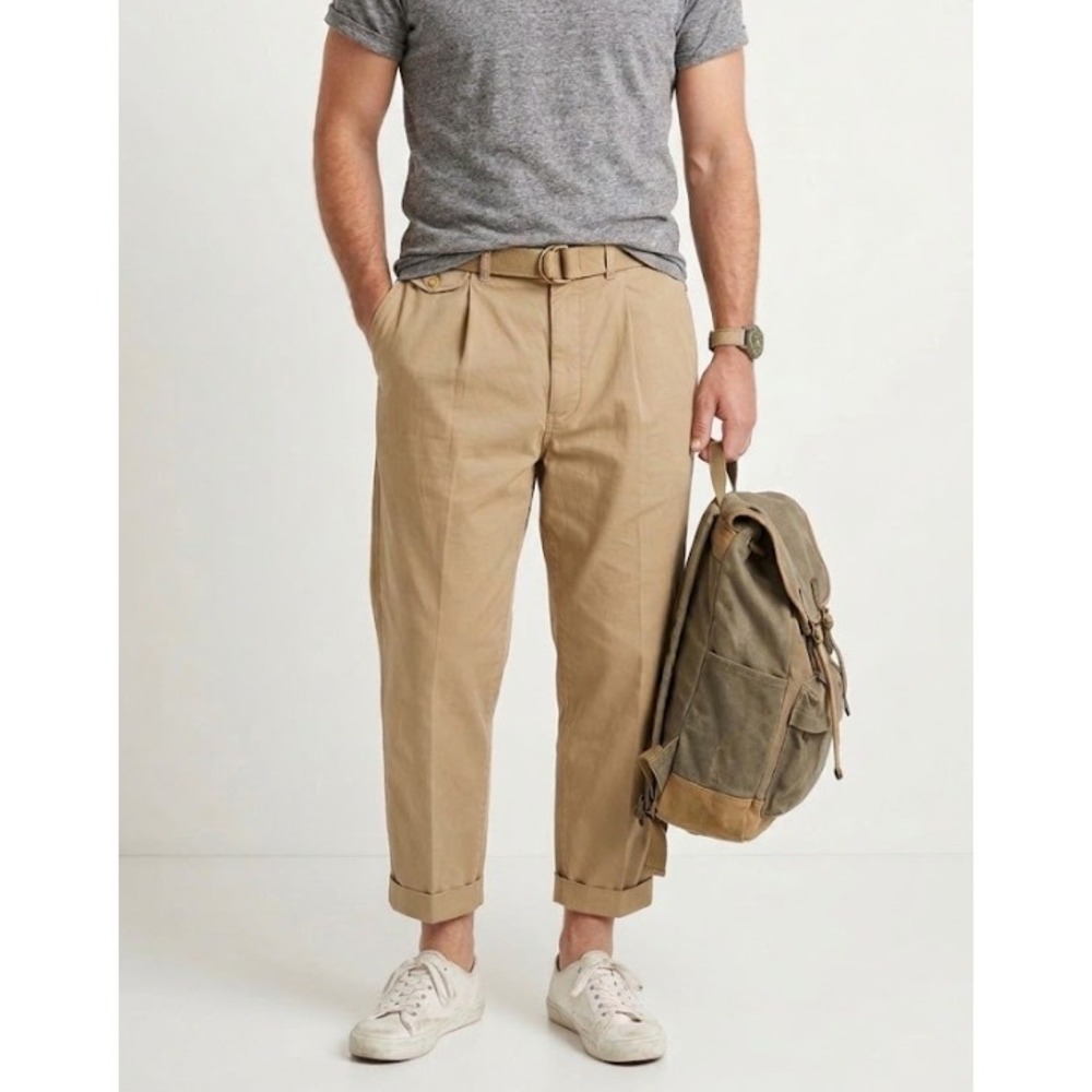 Alex Mill Pleated Chinos size 38 Khaki Tapered Cropped Cotton Preppy Pants